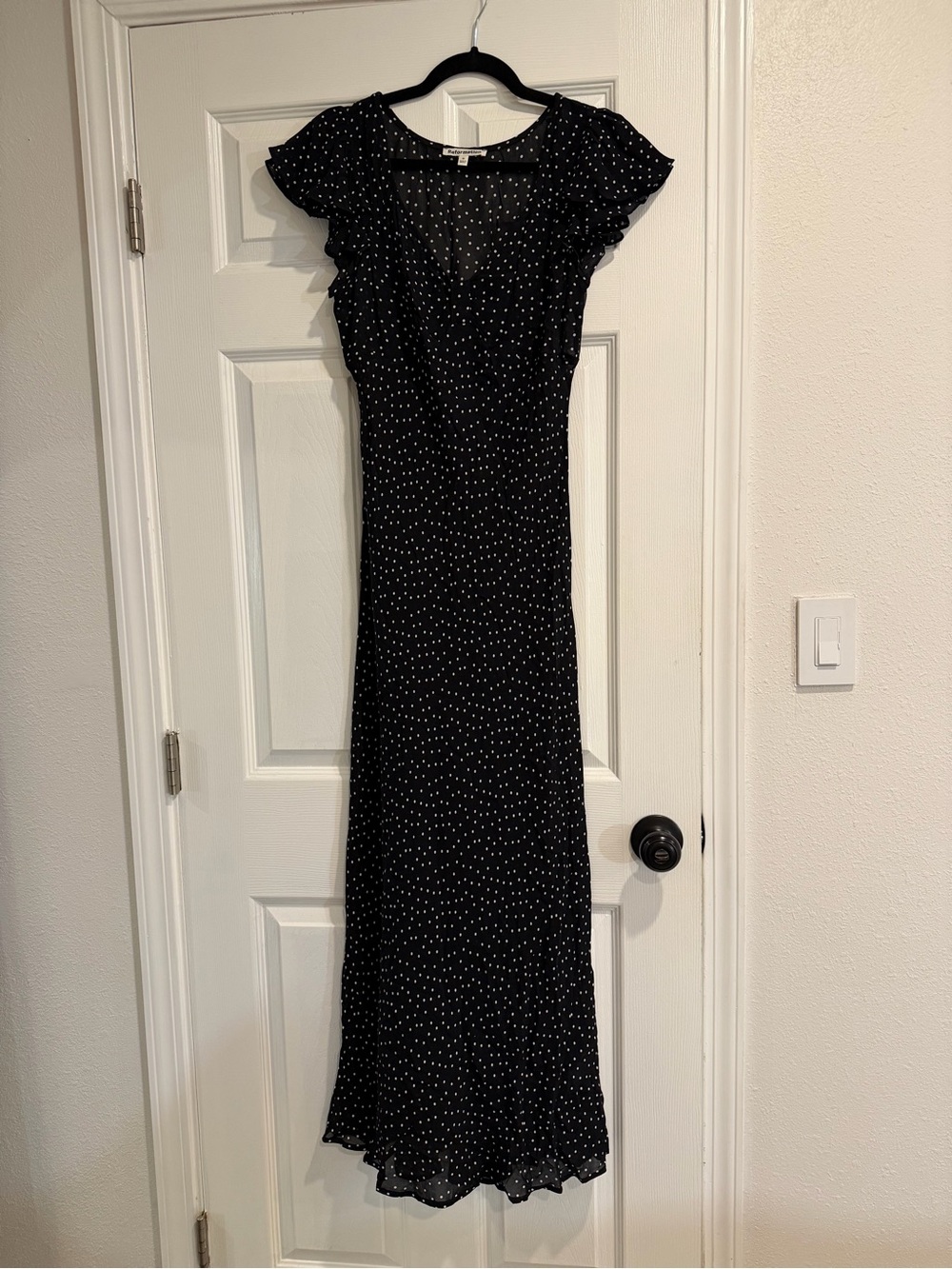 Reformation Black Polka Dot Maxi Dress